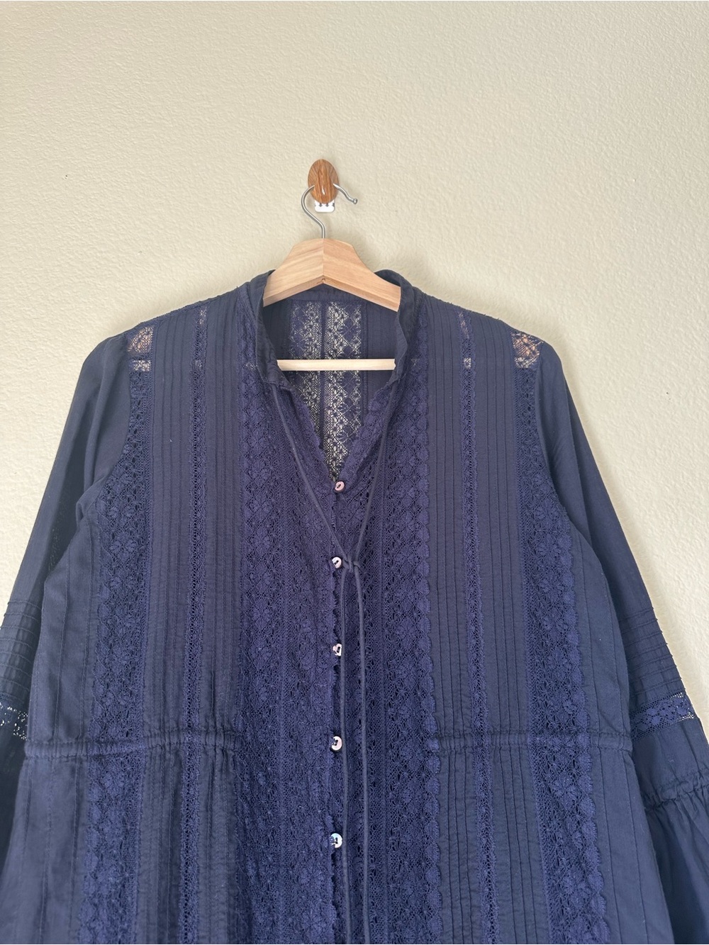 Urban Research ROSSO Navy Lace Cotton Midi Dress Free Size Japan - Picture 5 of 13